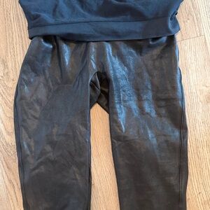Spanx Black High-Waisted Faux Leather Leggings